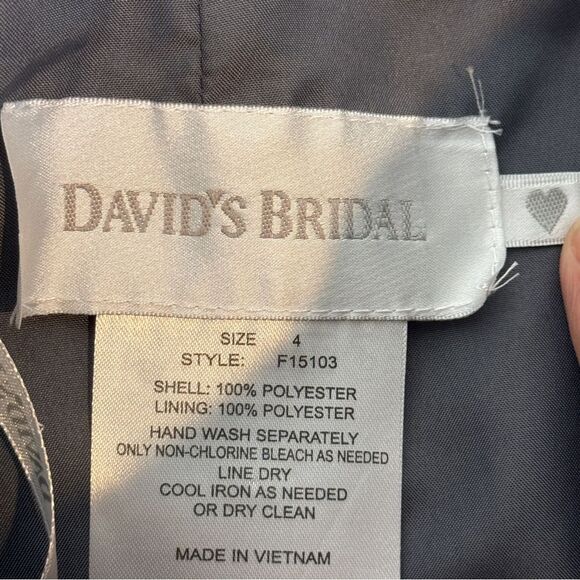 David’s Bridal Short Strapless Dress Pewter Grey 4 - Picture 4 of 10